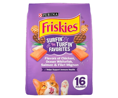 Purina Friskies Dry Cat Food for Adult Cats & Kittens, Surfin’ & Turfin
